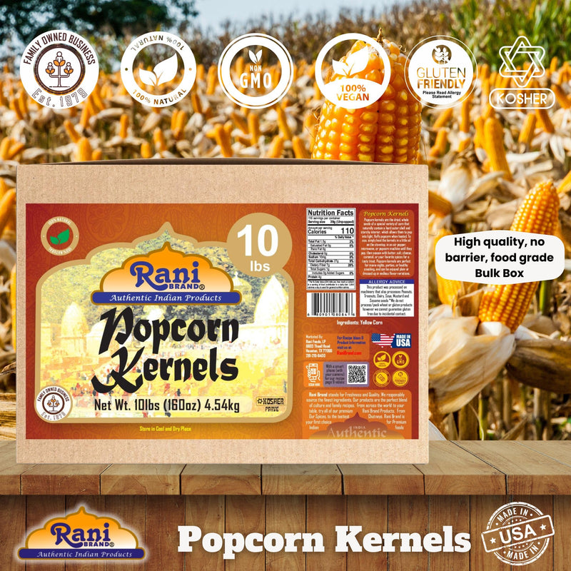 Rani Popcorn Kernels 160oz (10lbs) 4.54kg Bulk Box, Perfect for Stovetop, Microwave & Popcorn Machines ~ All Natural | Gluten Friendly | Vegan | NON-GMO | Kosher | Product of USA
