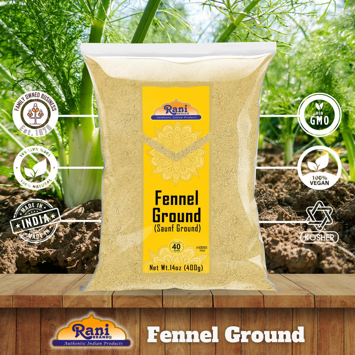 Rani Fennel Ground (Saunf) Powder Spice 14oz (400g) ~ All Natural | Gluten Friendly | NON-GMO | Kosher | Vegan | Indian Origin