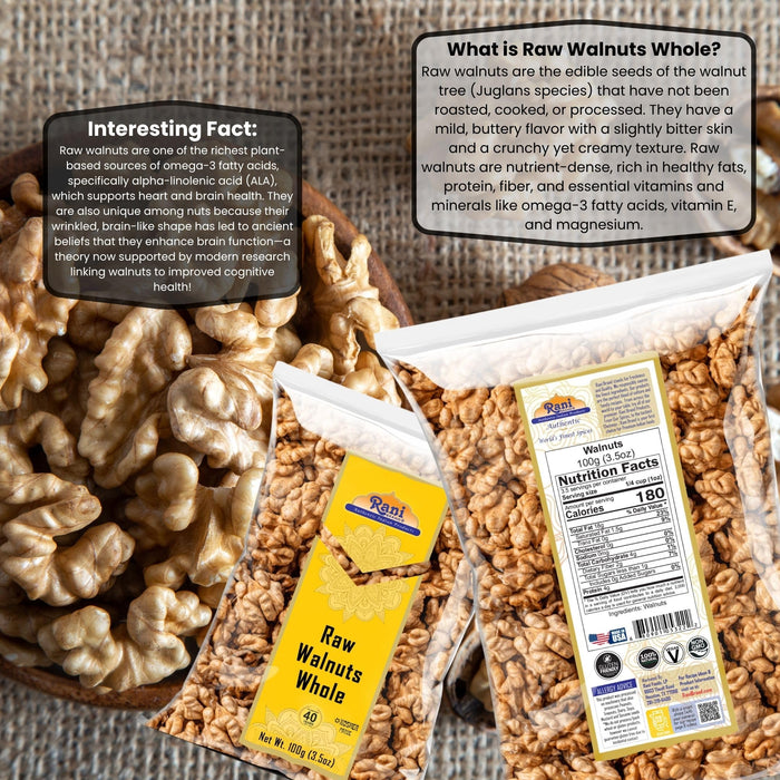 Rani Raw Walnuts, Whole 3.5oz (100g) ~ All Natural | Vegan | Kosher | Gluten Friendly | Fresh Product of USA