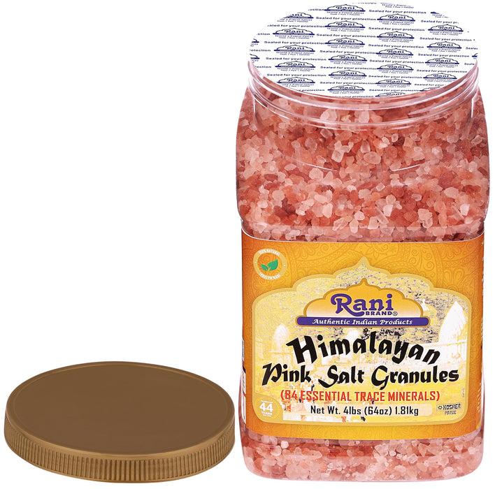 Rani Himalayan Pink Salt Granules (84 Essential Trace Minerals) 64oz (4lbs) 1.81kg PET Jar ~ All Natural | Vegan | Gluten Friendly | NON-GMO | Kosher | Indian Origin