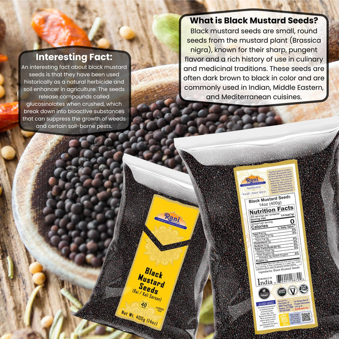 Rani Black Mustard Seeds Whole {10 Sizes Available}