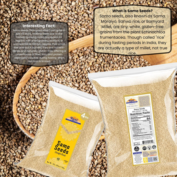 Rani Samo Seeds Whole (Japanese barnyard millet) Echinochloa frumentacea 64oz (4lbs) 1.81kg Bulk ~ All Natural | Vegan | Gluten Friendly | Kosher | NON-GMO