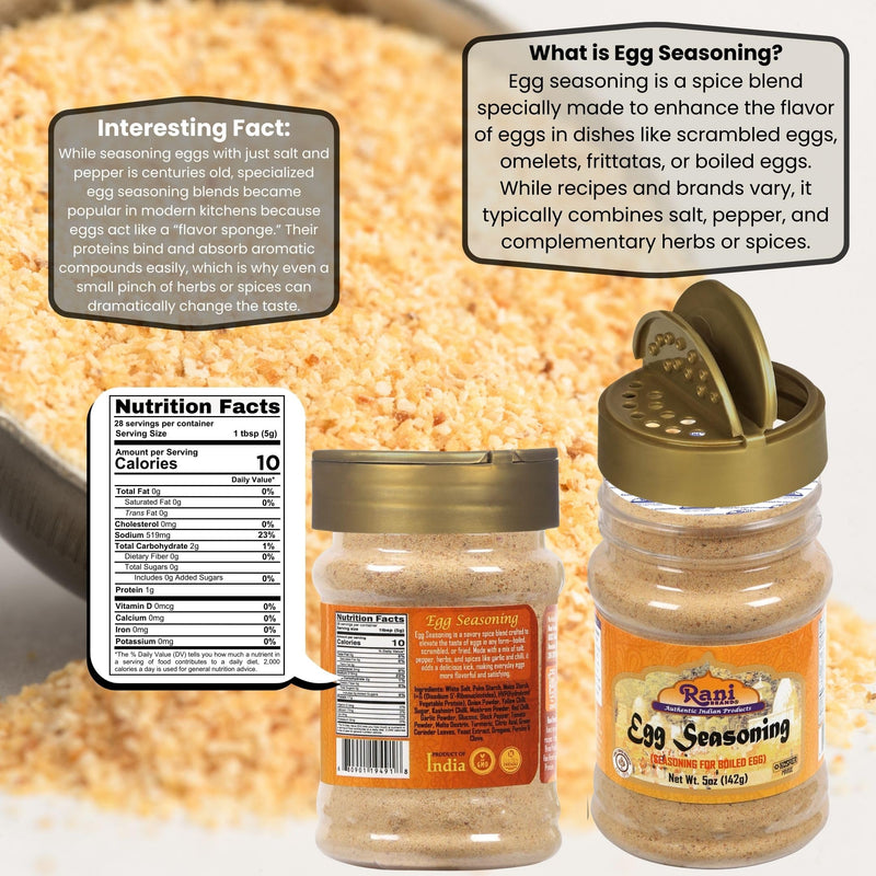 Rani Egg Seasoning (Seasoning for Boiled Egg) 5oz (141g) PET Jar ~ Shaker Top For Your Eggs or Tofu Scramble | All Natural | Vegan | Gluten Friendly | NON-GMO | Indian Origin