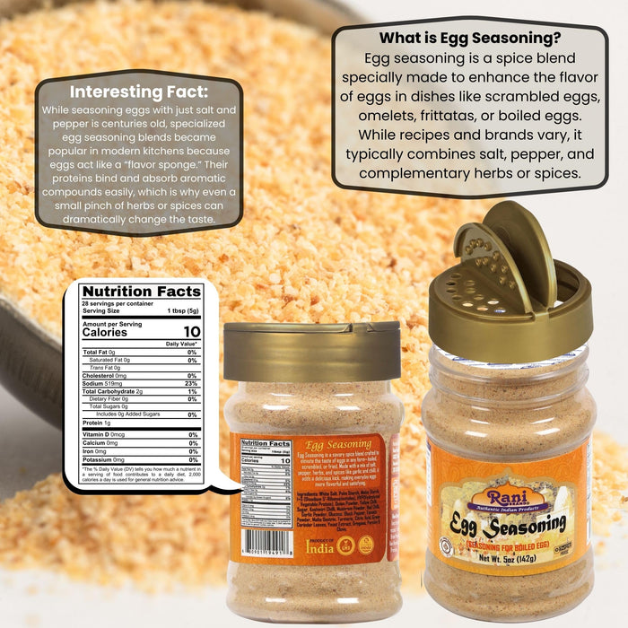 Rani Egg Seasoning (Seasoning for Boiled Egg) 5oz (141g) PET Jar ~ Shaker Top For Your Eggs or Tofu Scramble | All Natural | Vegan | Gluten Friendly | NON-GMO | Indian Origin