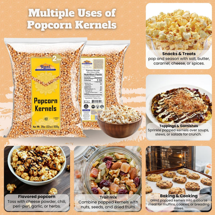 Rani Popcorn Kernels 32oz (2lbs) 908g Bulk, Perfect for Stovetop, Microwave & Popcorn Machines ~ All Natural | Gluten Friendly | Vegan | NON-GMO | Kosher | Product of USA