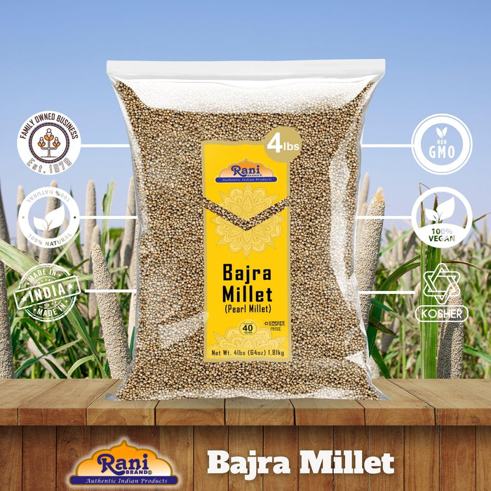 Rani Bajri Millet (Pearl Millet) 64oz (4lbs) 1.81kg Bulk ~ All Natural | Vegan | Gluten Friendly | NON-GMO | Kosher | Indian Origin