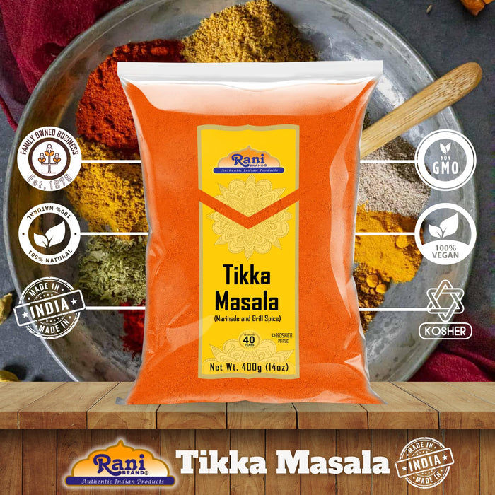 Rani Tikka Masala Indian 7-Spice Blend 14oz (400g) ~ All Natural, Salt-Free | Vegan | No Colors | Gluten Friendly | NON-GMO | Kosher