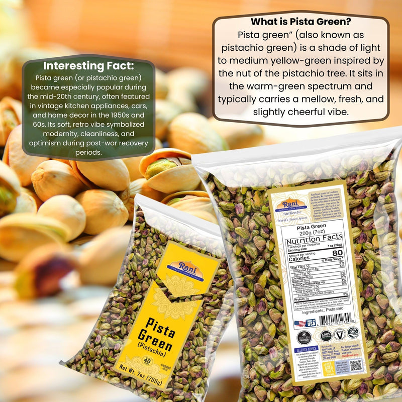 Rani Pista (Pistachio) Green 7oz (200g) ~ All Natural | Gluten Friendly | Vegan | NON-GMO | Kosher | No Salt or fillers | Indian Origin