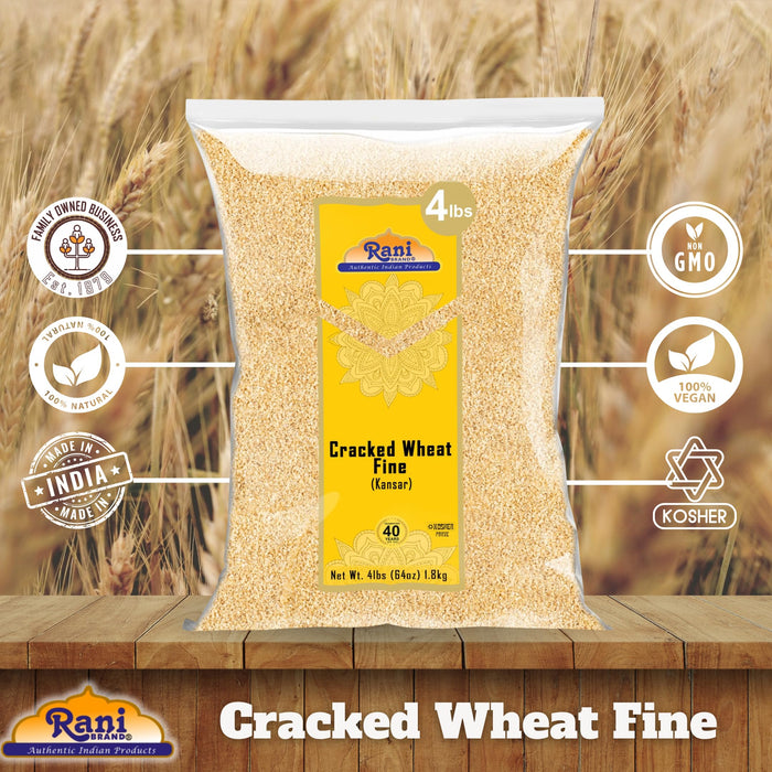 Rani Cracked Wheat Fine (Kansar, Bulgur, Similar to Wheat #1) 4lb (64oz) Bulk ~ All Natural | Vegan | No Colors | NON-GMO | Kosher | Indian Origin