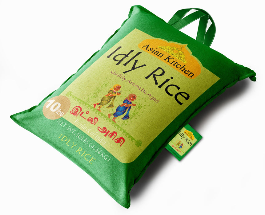 Asian Kitchen Idly (Idli) Rice 10-Pound Bag, 10lbs (4.54kg) Short Grain Rice ~ All Natural | Gluten Friendly | Vegan | Indian Origin | Export Quality