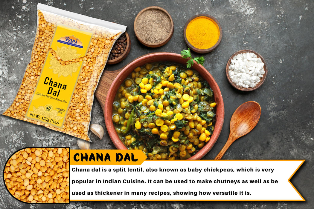 Rani Chana Dal (Split Desi Chickpeas without skin) 14oz (400g) ~ All Natural | Gluten Friendly | NON-GMO | Kosher | Vegan | Indian Origin