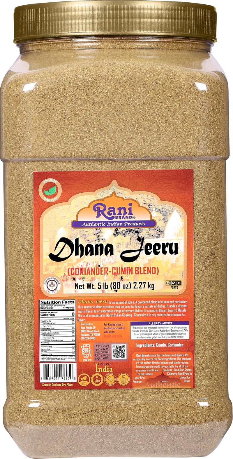 Rani Dhana-Jeeru (Coriander-Cumin Blend 50-50) 80oz