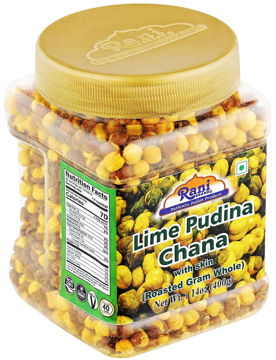 Rani Roasted Chana (Chickpeas) Lime Podina (Mint) 14oz (400g) ~ All Natural | Vegan | No Preservatives | No Colors | Ready to Eat | Indian Origin