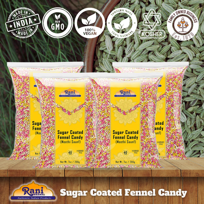 Rani Sugar Coated Fennel Candy 7oz 200g (Pack of 4, 28oz/800g total) ~ Indian After Meal Digestive Treat | Vegan | Gluten Friendly | NON-GMO | Kosher | Indian Origin (Copy)