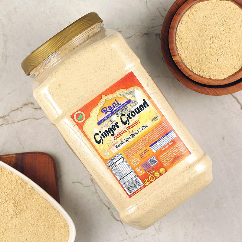 Rani Ginger (Adarak) Powder Ground, Spice 5lbs (80oz) Bulk PET Jar ~ Natural | Vegan | Gluten Friendly | NON-GMO | Kosher | Indian Origin