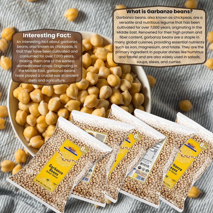 Rani Garbanzo Beans (Kabuli Chana) 8lbs ~ Pack of 5 ~ (40lbs Total!) All Natural | Vegan | Gluten Friendly | NON-GMO | Kosher | Indian Origin