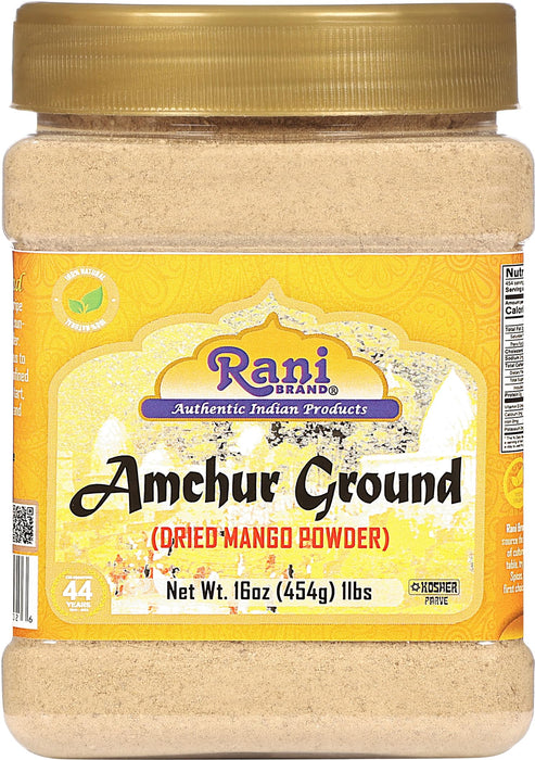Rani Amchur (Mango) Ground Powder Spice 16oz (1lb) 454g PET Jar ~ All Natural | Gluten Friendly | Vegan | NON-GMO | No Salt or Fillers | Kosher | Indian Origin