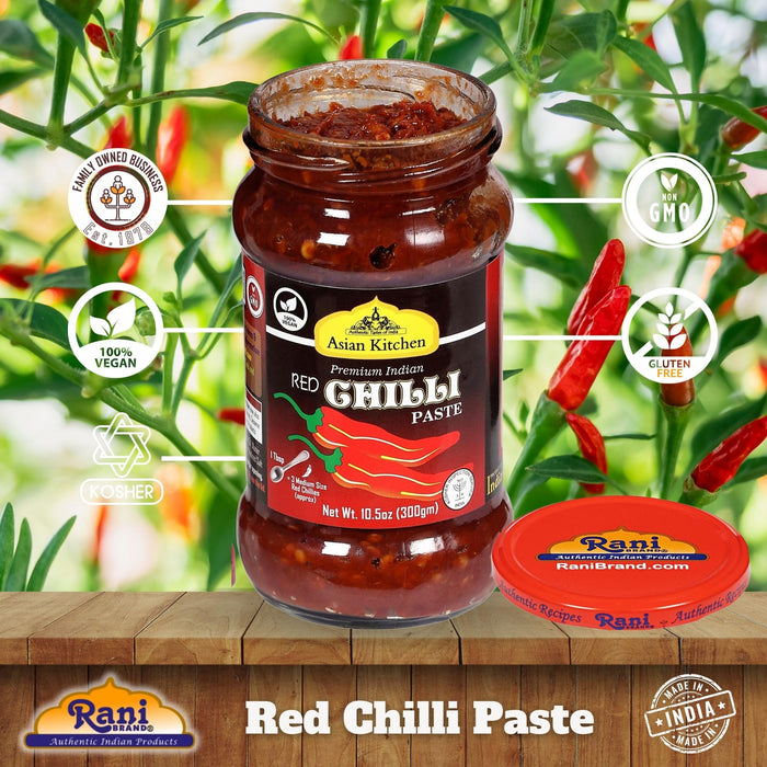 Asian Kitchen Red Chilli Cooking Paste 10.58oz (300g) ~ Vegan | Glass Jar | Gluten Free | NON-GMO | No Colors | Indian Origin
