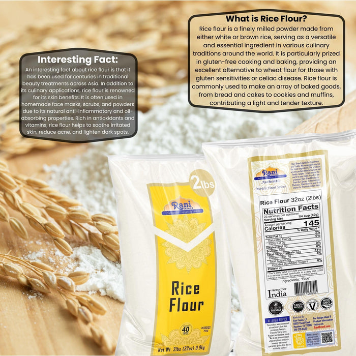 Rani Rice (White) Flour 32oz 2lbs (908g) ~ All Natural | Gluten Friendly | Vegan | NON-GMO | Kosher | Indian Origin