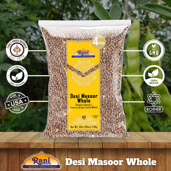 Rani Desi Masoor (Masur) Whole, 64oz (4lbs) 1.81kg (aka. Pardina Spanish) ~ All Natural | Vegan | Kosher | Gluten Friendly | Product of USA