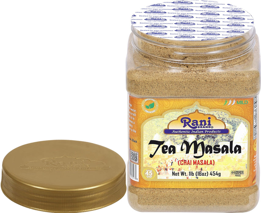 Rani Tea (Chai) Masala 16oz (1lb) 454g Bulk PET Jar ~ All Natural | Vegan | Gluten Friendly | Salt & Sugar Free | NON-GMO | Kosher | No Colors | Indian Origin