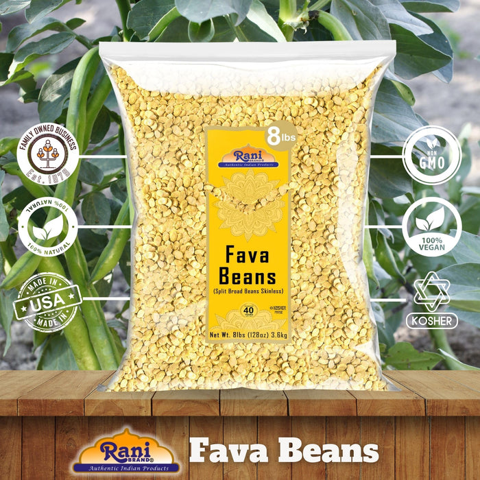 Rani Fava Beans (Split Broad Beans Skinless) 128oz (8lbs) 3.63kg Bulk ~ All Natural | Gluten Friendly | Non-GMO | Kosher | Vegan | Product of USA