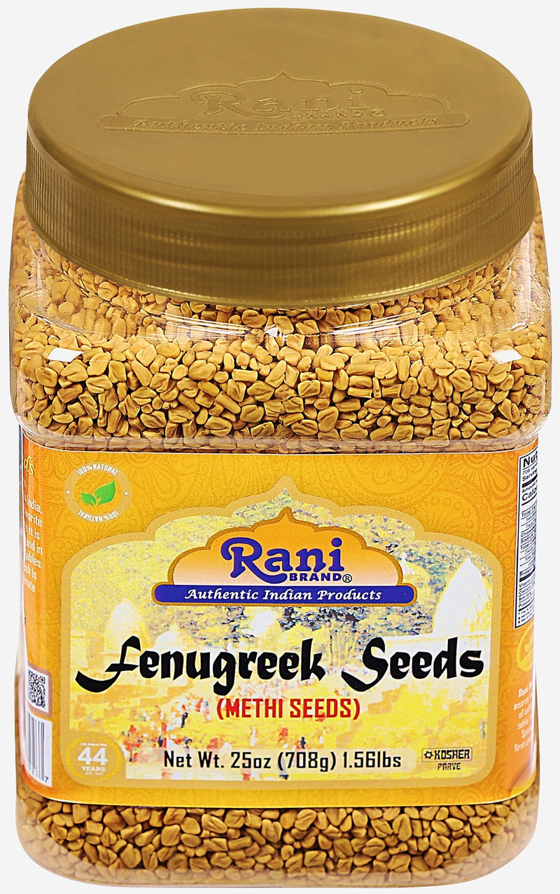 Rani Fenugreek (Methi) Seeds Whole 25oz (1.56lbs) 708g PET Jar, Trigonella foenum graecum ~ All Natural | Vegan | Gluten Friendly | Non-GMO | Kosher