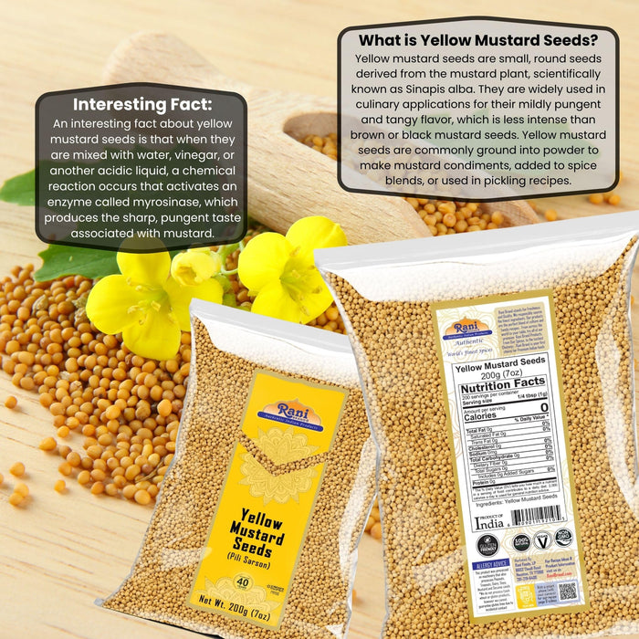 indian mustard seeds for planting Rani Yellow Mustard Seeds Whole Spice 7oz (200g) ~ All Natural | Vegan | Gluten Friendly | NON-GMO
