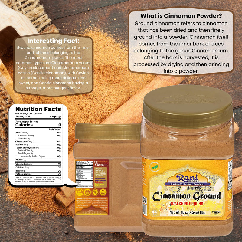 Rani Cinnamon Powder (Ground) Spice 16oz (454g) ~ All Natural, Salt-Free | Vegan | No Colors | Gluten Free Ingredients | NON-GMO | Kosher