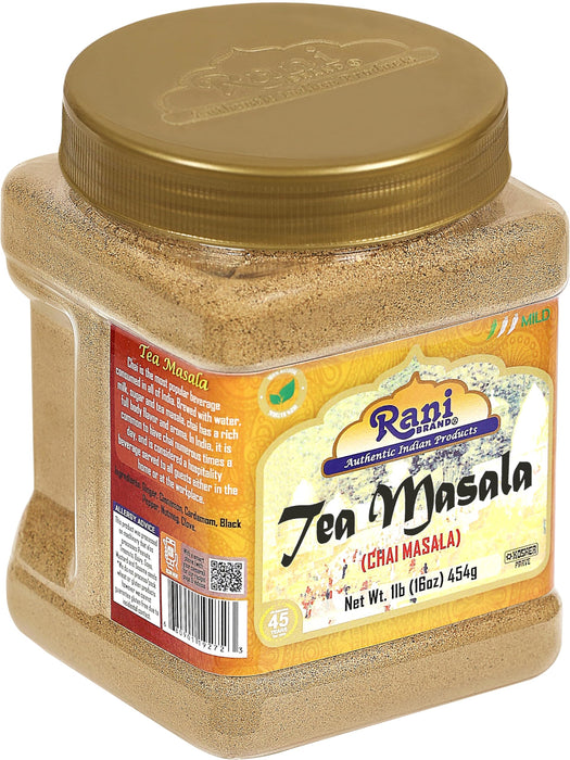 Rani Tea (Chai) Masala 16oz (1lb) 454g Bulk PET Jar ~ All Natural | Vegan | Gluten Friendly | Salt & Sugar Free | NON-GMO | Kosher | No Colors | Indian Origin