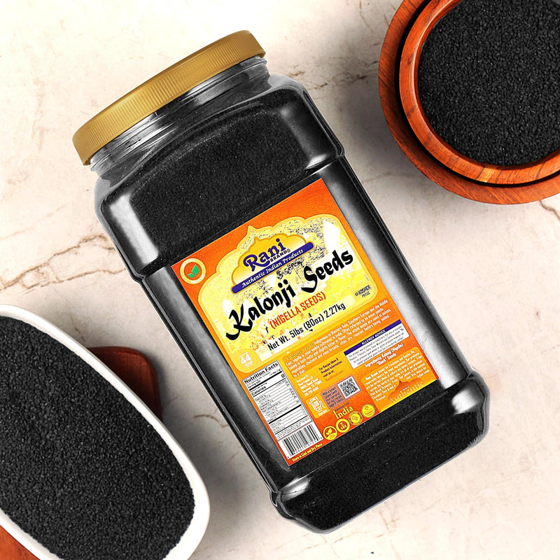 Rani Kalonji Seeds Whole (Black Seed, Black Cumin) Spice 80oz (5lbs) 2.27kg Bulk PET Jar ~ All Natural | Gluten Friendly | NON-GMO | Kosher | Vegan