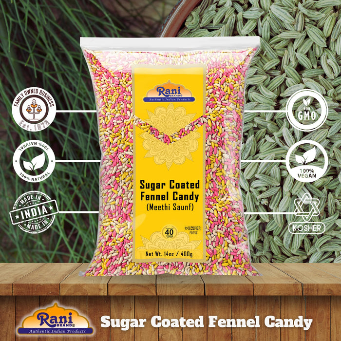 Rani Sugar Coated Fennel Candy 14oz (400g) ~ Indian After Meal Digestive Treat | Vegan | Gluten Friendly | NON-GMO | Kosher | Indian Origin (Copy)