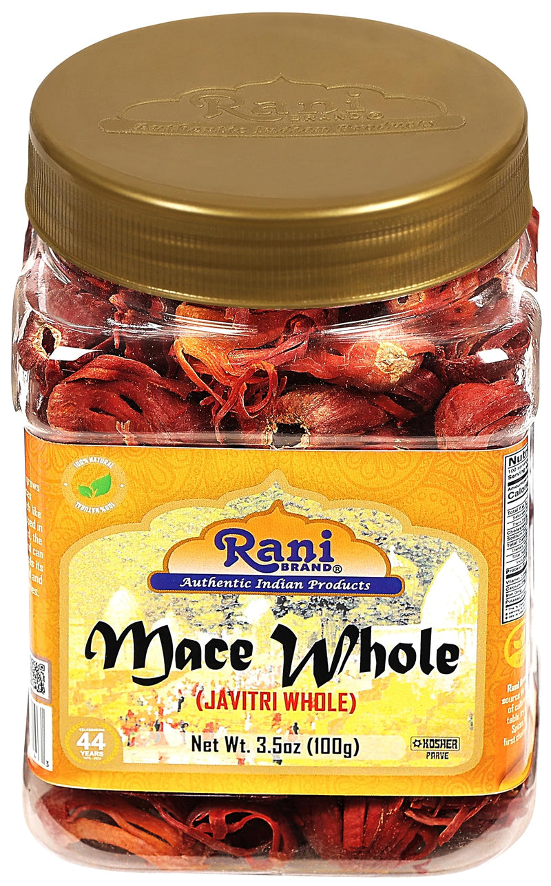 Rani Mace Whole (Javathri), Spice 3.5oz (100g) PET Jar ~ All Natural | Vegan | Gluten Friendly | NON-GMO | Kosher | Indian Origin