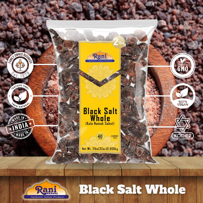 Rani Black Salt Raw Whole (Kala Namak) Mineral 32oz (2lbs) 908g ~ Unrefined, Pure and Natural | Vegan | Gluten Friendly | NON-GMO | Kosher | Indian Origin | Perfect for Tofu Scramble