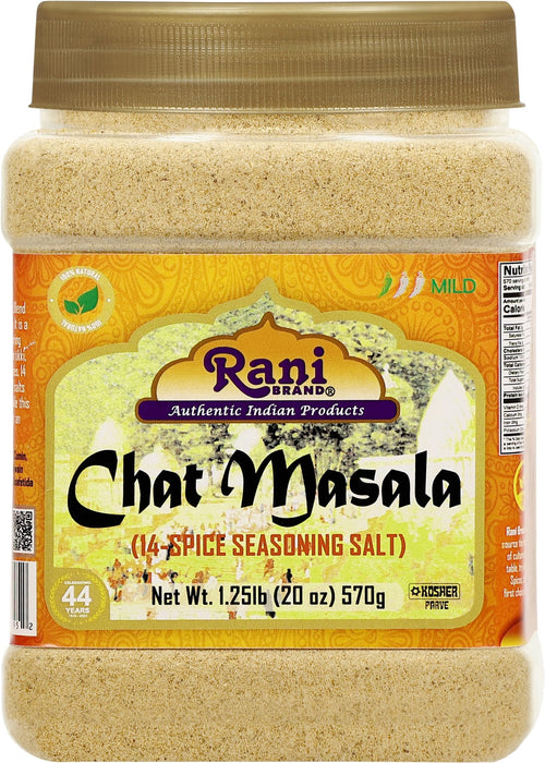 Rani Chat Masala (14 Spice Seasoning Salt) Tangy Indian Seasoning 20oz (1.25lb) 570g PET Jar ~ All Natural | No MSG | Vegan | No Colors | Gluten Friendly | NON-GMO | Kosher | Indian Origin