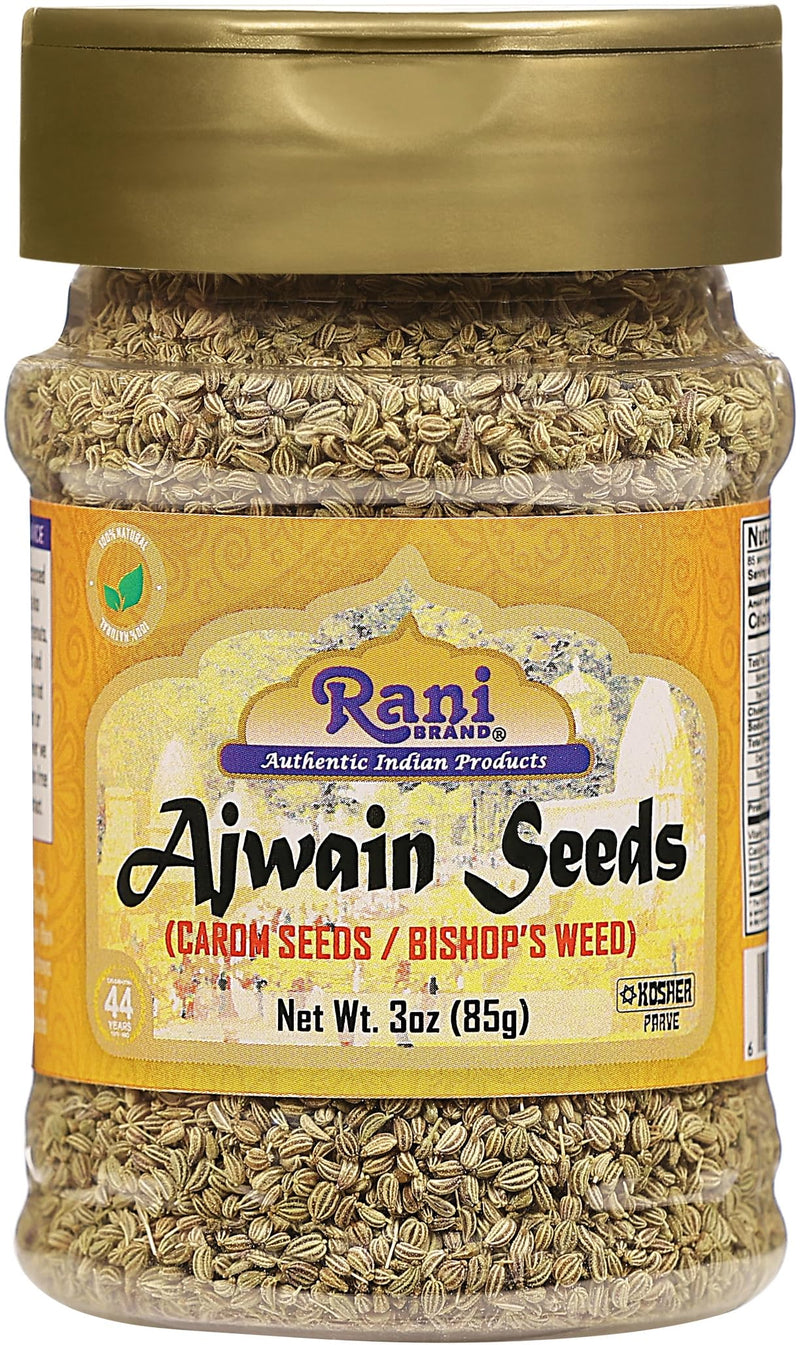 Rani Ajwain Seeds (Carom Bishops Weed) Spice Whole 3oz (85g) PET Jar ~ All Natural | Vegan | Gluten Friendly | NON-GMO | Indian Origin