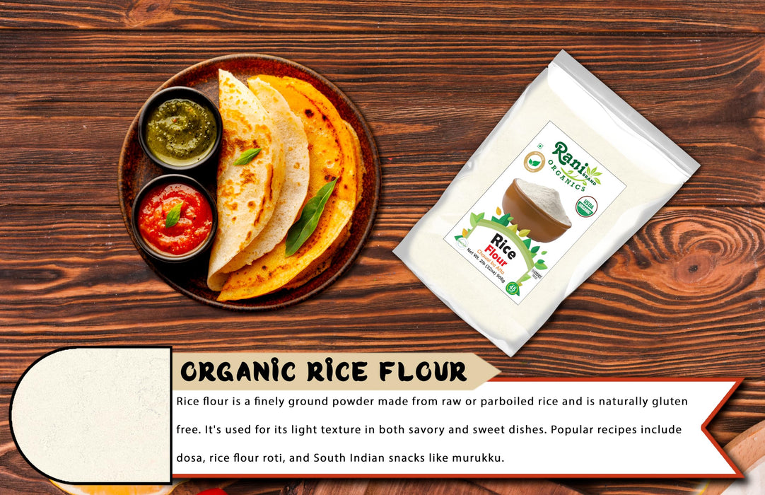 Rani Organic Rice (White) Flour 32oz (2lbs) 908g ~ All Natural | Gluten Friendly | Vegan | NON-GMO | Kosher | Indian Origin | USDA Certified Organic