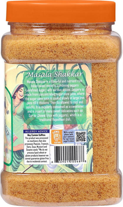 Rani Masala Shakkar (Indian Spiced Jaggery Powder) Unrefined Raw Cane Sugar 17.5oz (1.1lbs) 500g PET Jar ~ Gluten Friendly | Vegan | NON-GMO | Kosher | No Salt or fillers | Indian Product