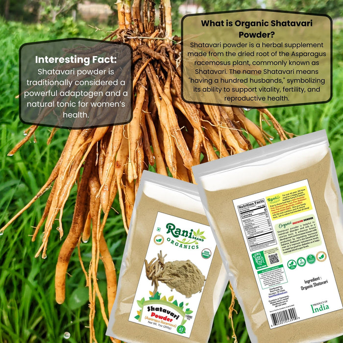 Rani Organic Shatavari Powder (Asparagus Racemosus) 7oz (200g) ~ All Natural | No Color | Gluten Friendly | Vegan | NON-GMO | Kosher | No Salt or fillers | Indian Origin | USDA Organic Certified