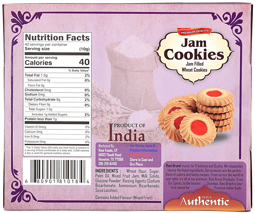 Rani Jam Cookies (Jam Filled Wheat Cookies) 14oz (400g) Pack of 3+1 FREE, Premium Quality Indian Cookies ~ Vegan | Non-GMO | Indian Origin