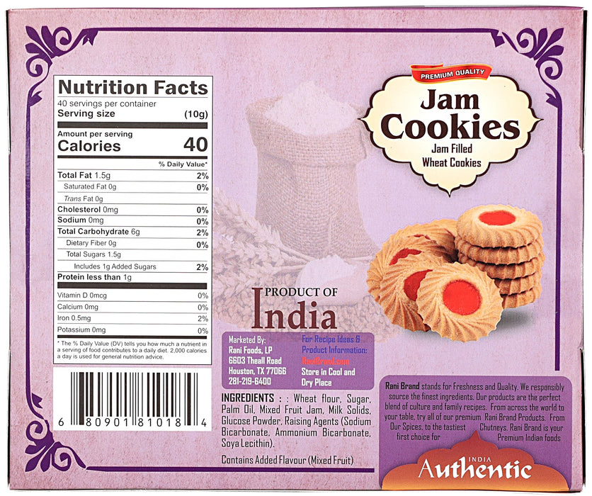 Rani Jam Cookies (Jam Filled Wheat Cookies) 14oz (400g) Premium Quality Indian Cookies ~ All Natural | Vegan | Non-GMO | Indian Origin