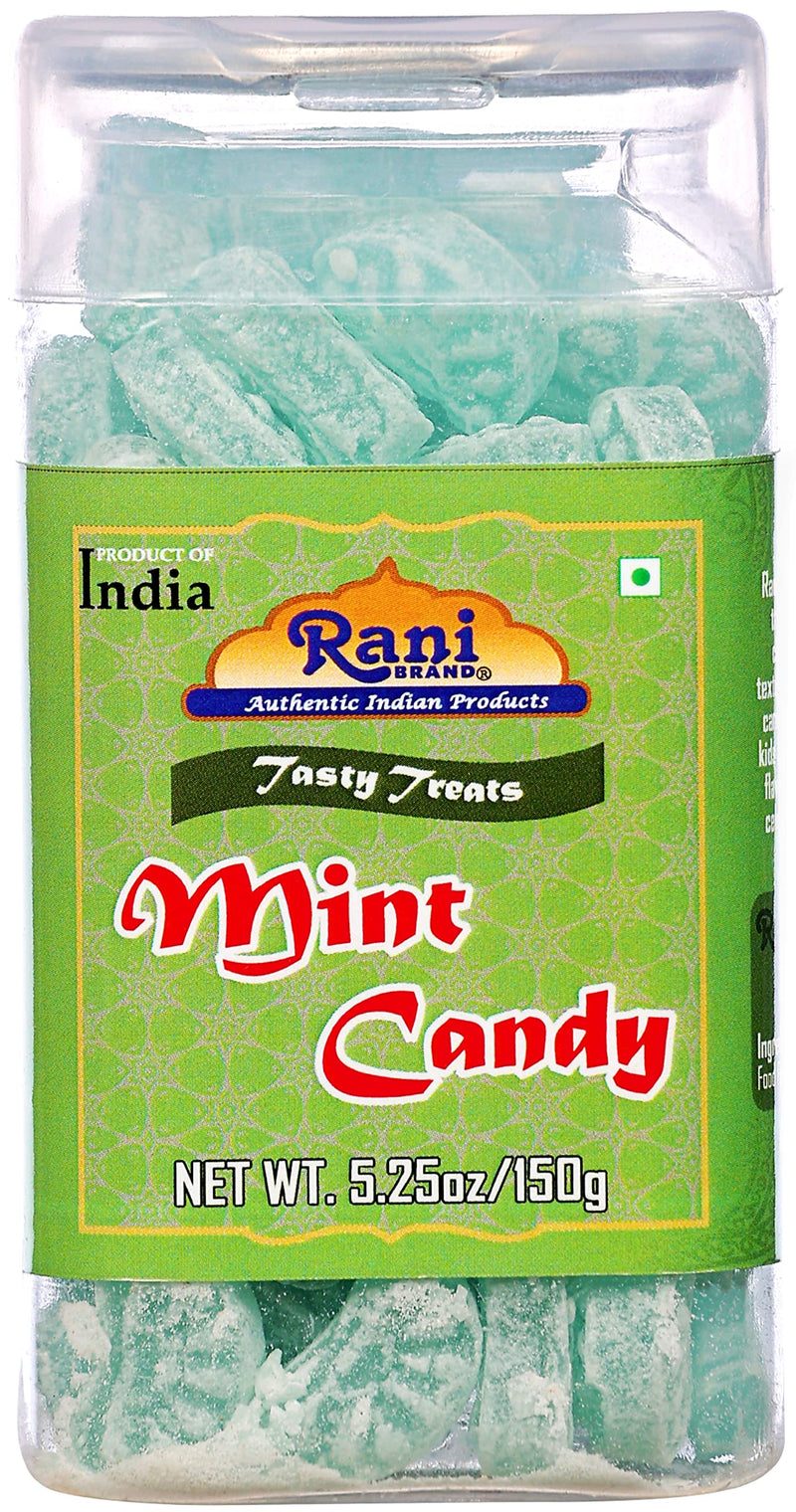Rani Mint Candy 5.25oz (150g) Vacuum Sealed, Easy Open Top, Resealable Container ~ Indian Tasty Treats | Vegan | Gluten Friendly | NON-GMO | Indian Origin