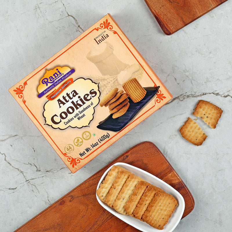 Rani Atta Cookies (Cookies with the Goodness of Wheat) 14oz (400g) Premium Quality Indian Cookies ~ All Natural | Vegan | Non-GMO | Indian Origin