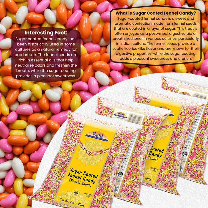 Rani Sugar Coated Fennel Candy 7oz 200g (Pack of 4, 28oz/800g total) ~ Indian After Meal Digestive Treat | Vegan | Gluten Friendly | NON-GMO | Kosher | Indian Origin (Copy)