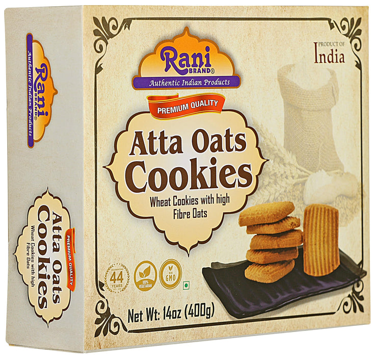 Rani Atta Oats Cookies (Wheat Cookies with High Fibre Oats) 14oz (400g) Premium Quality Indian Cookies ~ All Natural | Vegan | Non-GMO | Indian Origin