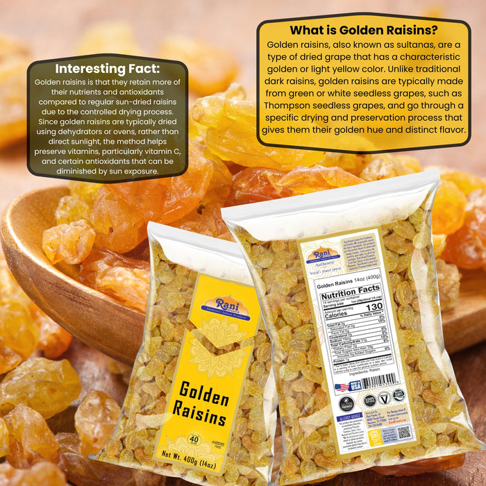 Rani Golden Raisins 14oz (400g) ~ All Natural | Gluten Friendly | NON-GMO | Kosher | Vegan | Product of USA