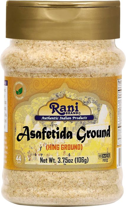 Rani Asafetida (Hing) Ground 3.75oz (106g) PET Jar ~ Natural | Salt Free | Vegan | NON-GMO | Kosher | Best for Onion Garlic Substitute