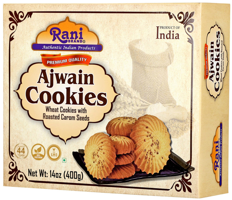 Rani Ajwain Cookies (Wheat Cookies with Roasted Carom Seeds) 14oz (400g) Premium Quality Indian Cookies ~ All Natural | Vegan | Non-GMO | Indian Origin