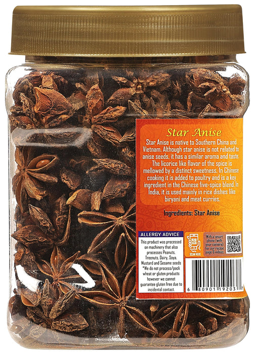 Rani Star Anise Seeds, Whole Pods (Badian Khatai) Spice 5.29oz (150g) PET Jar Rani Star Anise Seeds, Whole Pods (Badian Khatai) Spice 5.29oz (150g) PET Jar