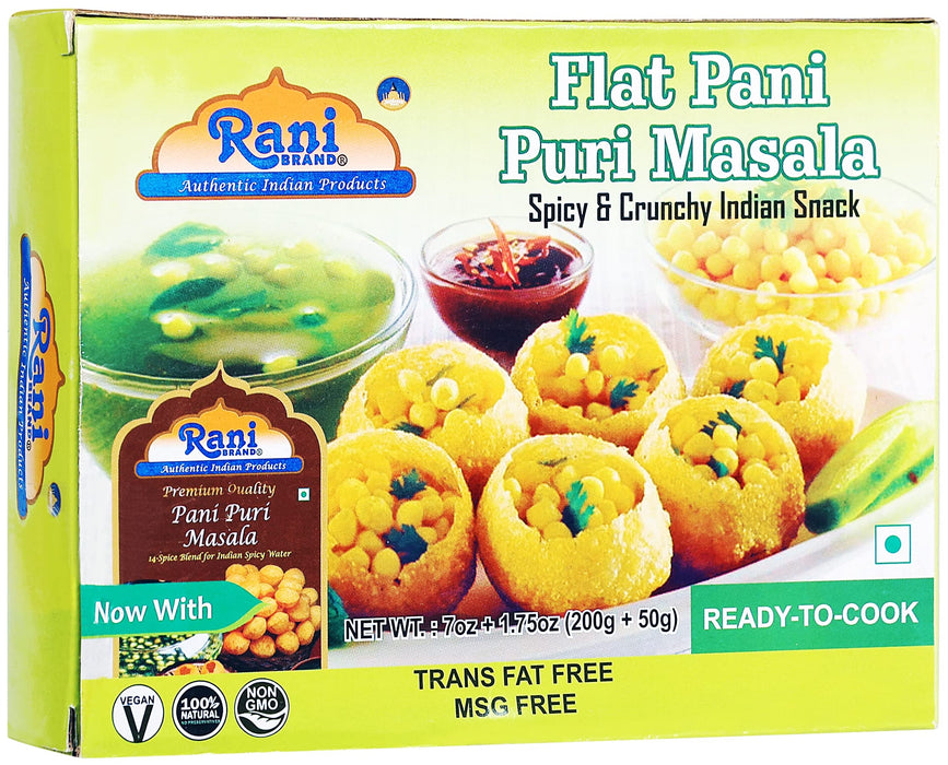 Rani Pani Puri Coins (Uncooked, Microwaveable wheat and Semolina Coins) 7oz (200g) with Pani Puri Masala (14-Spice Blend for Indian Spicy Water) 1.75oz (50g) ~ All Natural | Vegan | NON-GMO